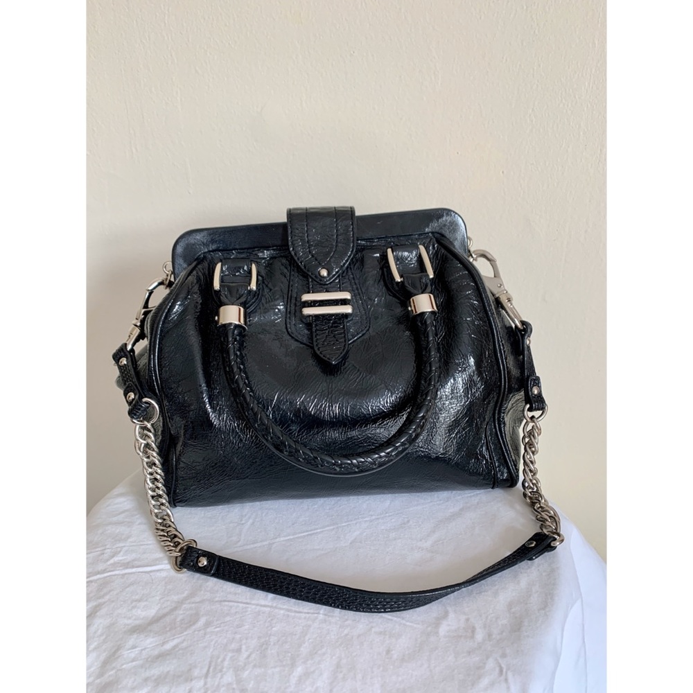 Cole Haan Lily Patent Leather H06 Hinged Bag Black